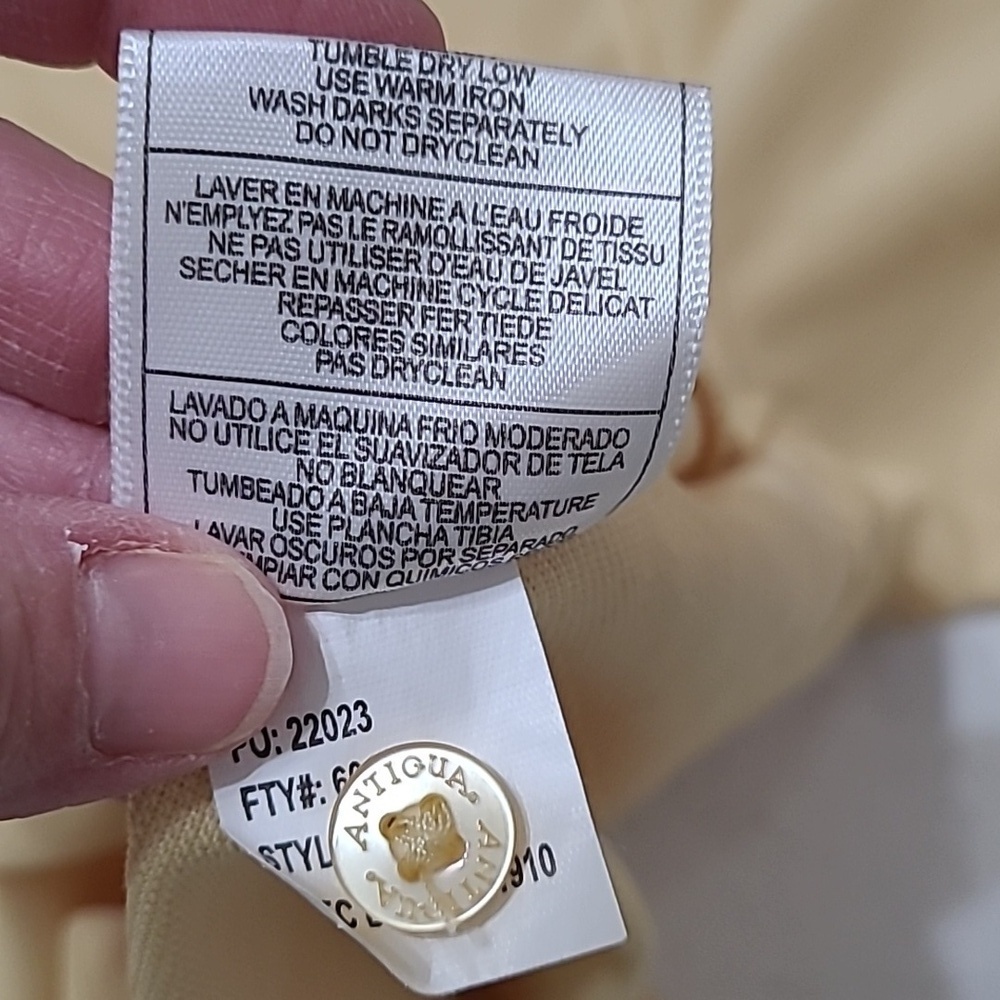 Antigua Light Yellow Polo Shirt size XXL - Picture 7 of 8